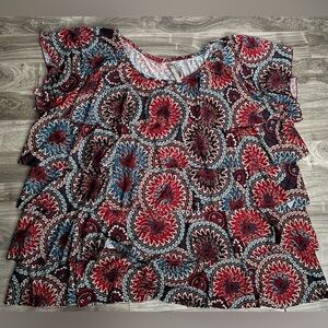 Ruffled Lightweight Shirt 4X 5X Stretchy Flowy